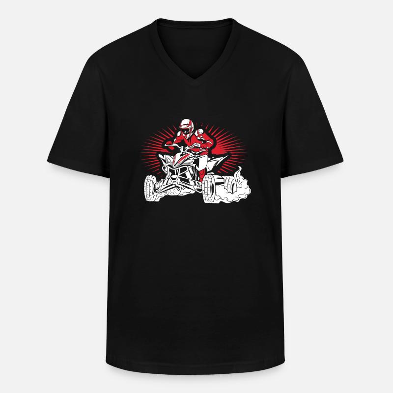 Quad - Männer-T-Shirt mit V-Ausschnitt - Schwarz