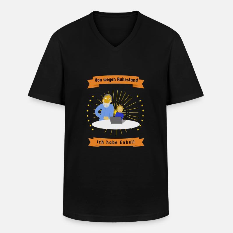 Rentner und Enkel am Computer - Männer-T-Shirt mit V-Ausschnitt - Schwarz