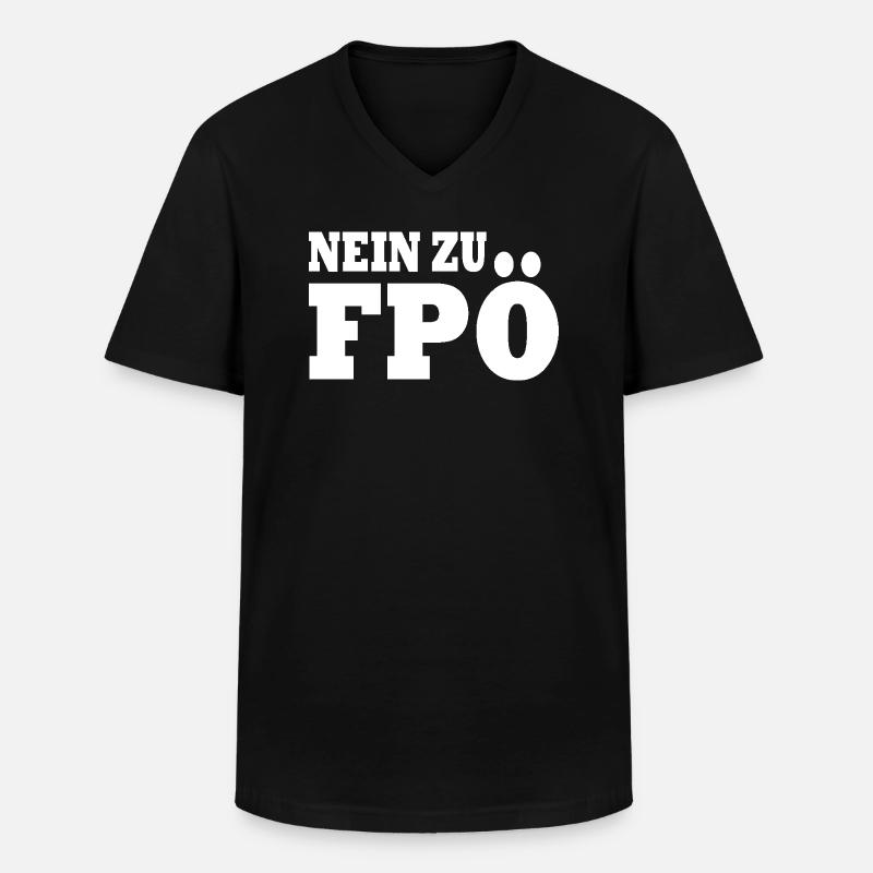 Nein zu fpö - Männer-T-Shirt mit V-Ausschnitt - Schwarz