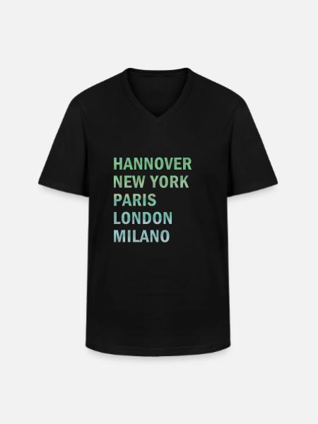 Metropole Hannover - Männer-T-Shirt mit V-Ausschnitt - Schwarz