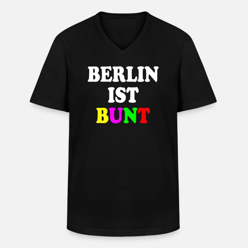 Berlin ist bunt - Männer-T-Shirt mit V-Ausschnitt - Schwarz