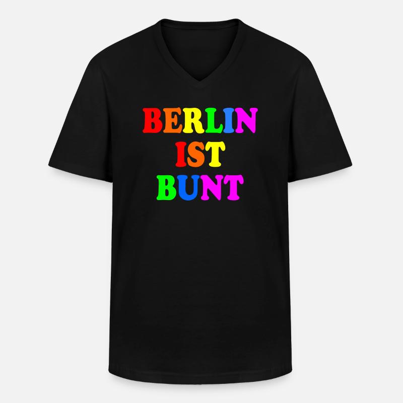 Berlin ist bunt - Männer-T-Shirt mit V-Ausschnitt - Schwarz