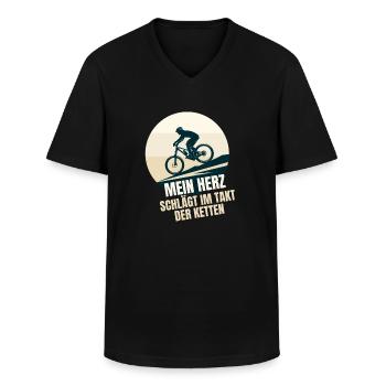 Cool Bicycle Motif - Bike Lover Design - Men's V-Neck T-Shirt - black - Front - AI Model Male 178 dark (178cm)