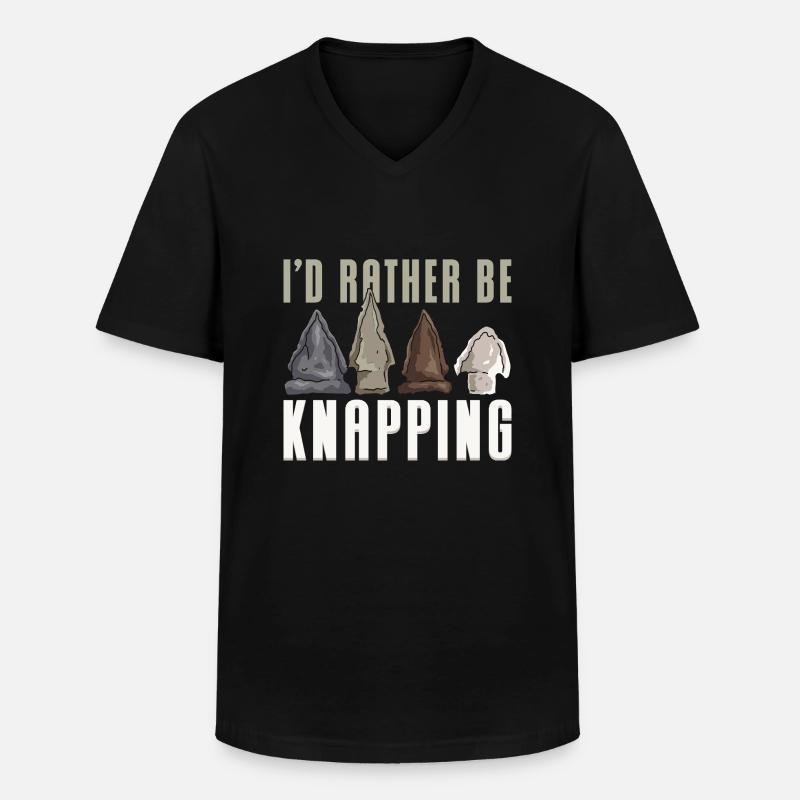 I'd Rather Be Knapping - Männer-T-Shirt mit V-Ausschnitt - Schwarz