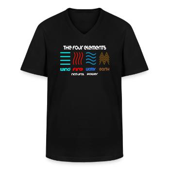 Le design des 4 éléments - T-shirt col V Homme - noir - Devant - AI Model Male 178 dark (178cm)