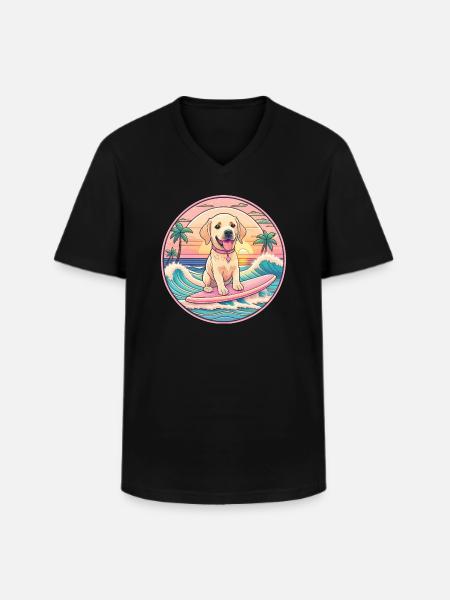 Labrador Retriever Surfer - Men's V-Neck T-Shirt - black