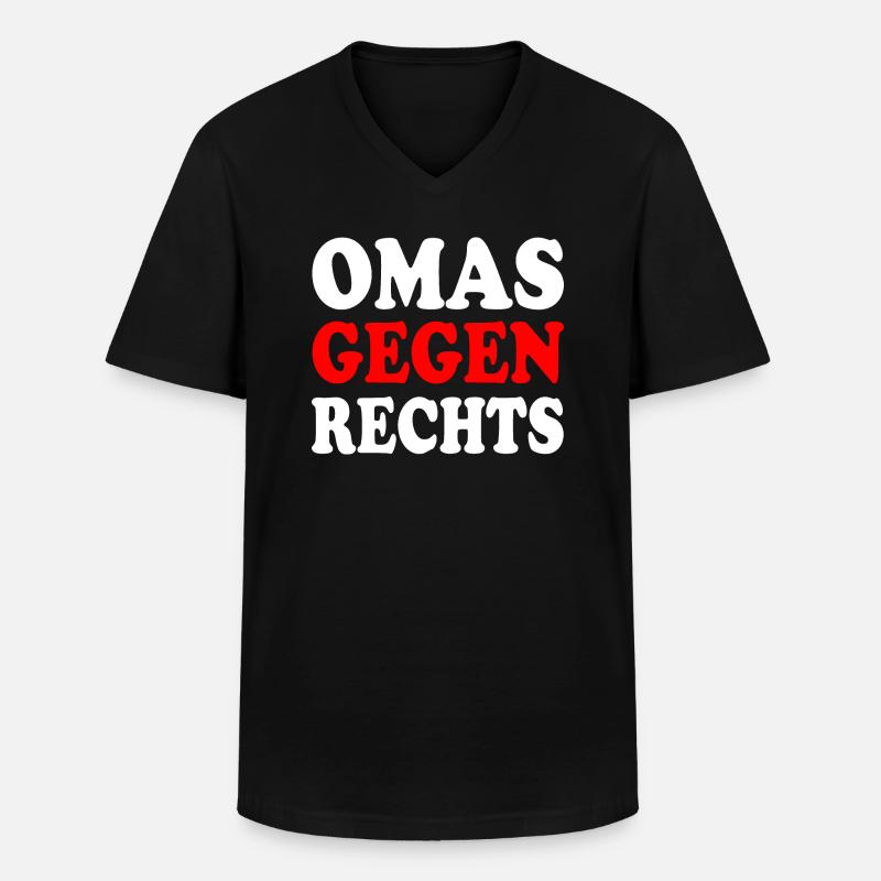 Omas gegen rechts - Männer-T-Shirt mit V-Ausschnitt - Schwarz