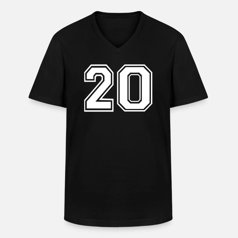 20 - Männer-T-Shirt mit V-Ausschnitt - Schwarz