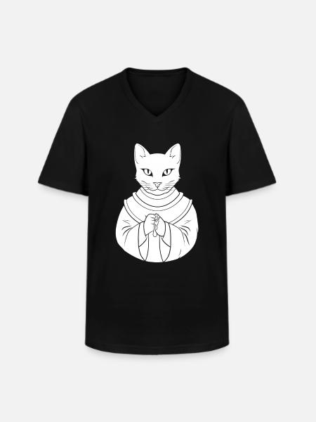 Christian Christianity Cat - Men's V-Neck T-Shirt - black