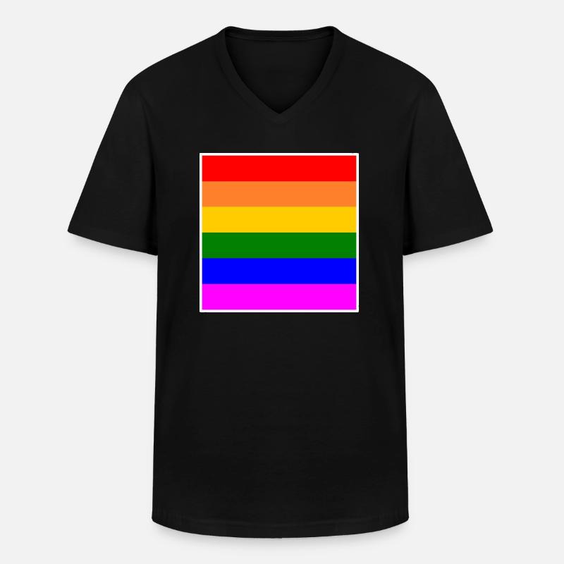 LGBT Regenbogen flagge - Männer-T-Shirt mit V-Ausschnitt - Schwarz