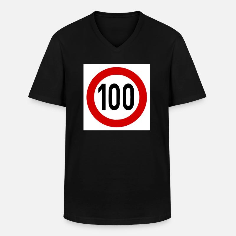 Tempolimit 100 - Männer-T-Shirt mit V-Ausschnitt - Schwarz