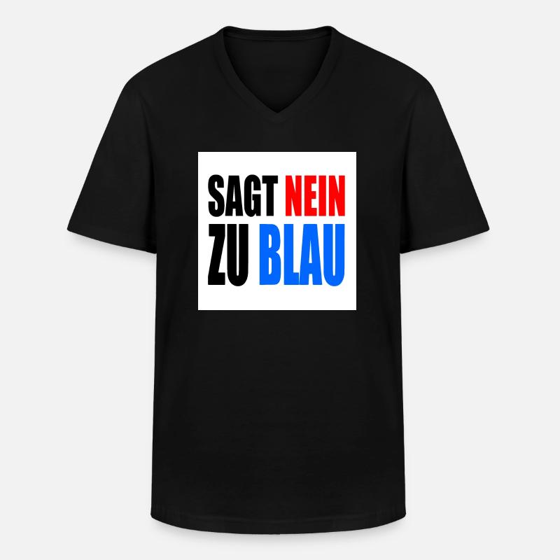sagt nein zu blau - Männer-T-Shirt mit V-Ausschnitt - Schwarz