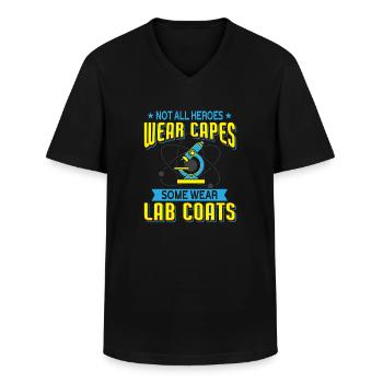 Heroes in the Laboratory - Microscope Chemistry Humor - Men's V-Neck T-Shirt - black - Front - AI Model Male 178 dark (178cm)
