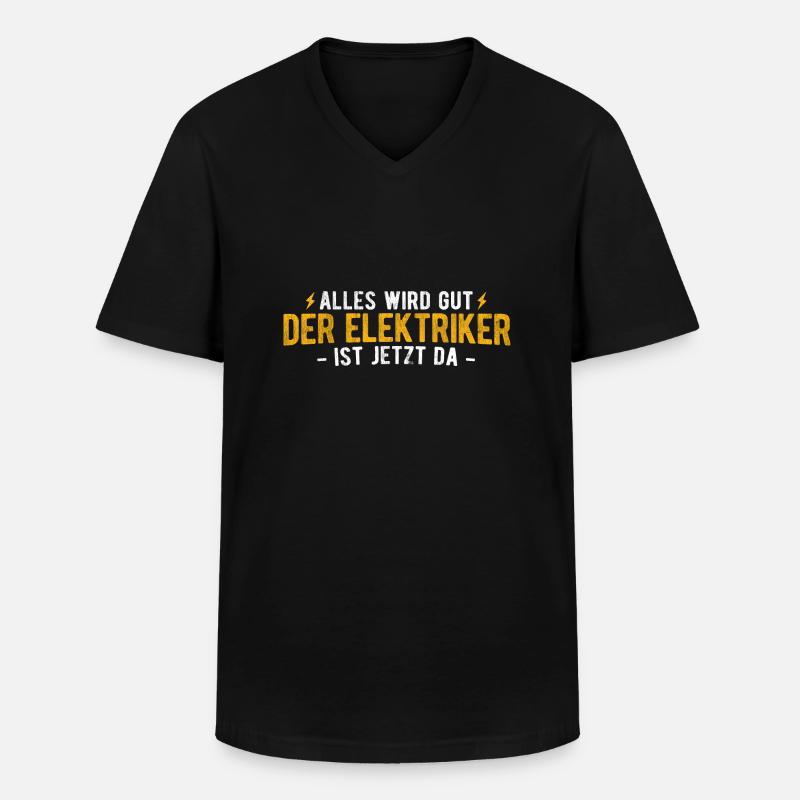 Elektriker Strom Elektrik - Männer-T-Shirt mit V-Ausschnitt - Schwarz