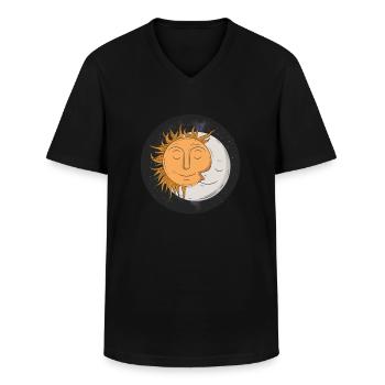 Moon and sun - Men's V-Neck T-Shirt - black - Front - AI Model Male 178 dark (178cm)