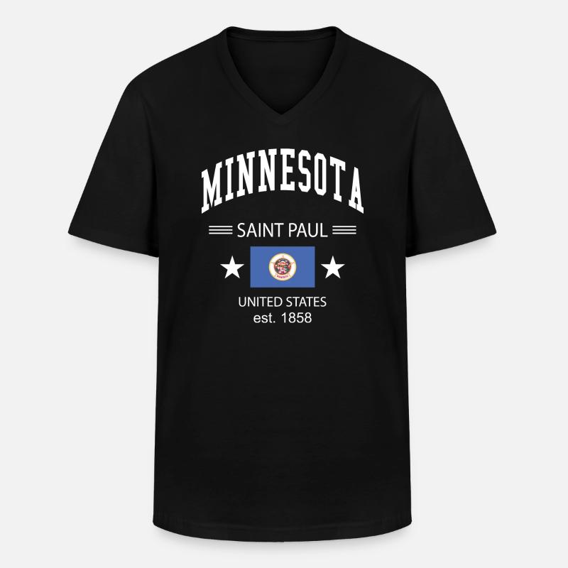 Minnesota - Männer-T-Shirt mit V-Ausschnitt - Schwarz