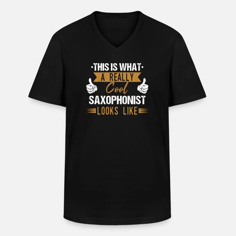 Saxophon Saxofon - Männer-T-Shirt mit V-Ausschnitt - Schwarz