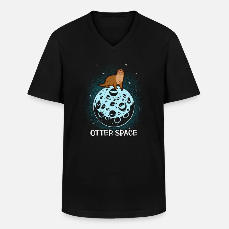 Otter Seeotter - Männer-T-Shirt mit V-Ausschnitt - Schwarz