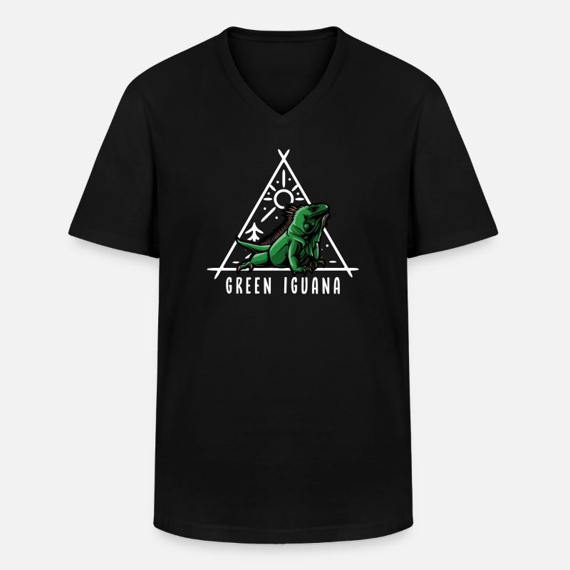 Grüne Leguan-Reptilienpfleger-Eidechse - Männer-T-Shirt mit V-Ausschnitt - Schwarz