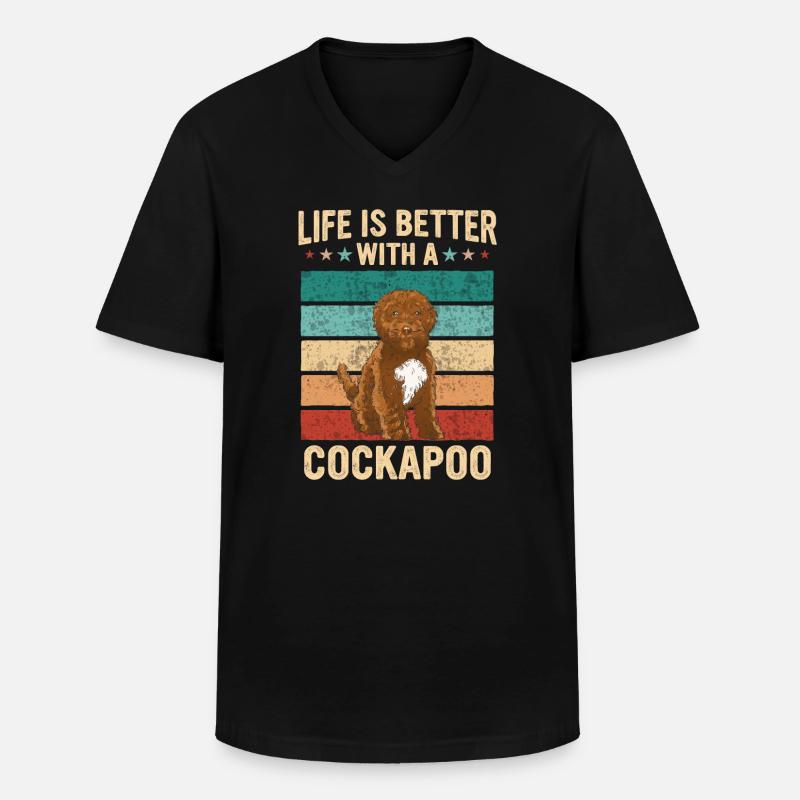 Cockapoo Hund - Männer-T-Shirt mit V-Ausschnitt - Schwarz