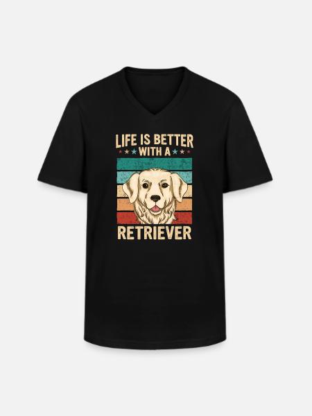 Golden Retriever Dog - Men's V-Neck T-Shirt - black