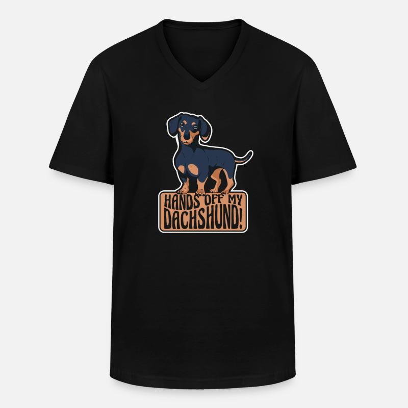 Dackel Hund - Männer-T-Shirt mit V-Ausschnitt - Schwarz