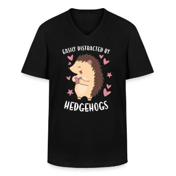 Hedgie Easily Distracted By Hedgehogs Hedgehog - Männer-T-Shirt mit V-Ausschnitt - Schwarz - Vorne - AI Model Male 178 dark (178cm)