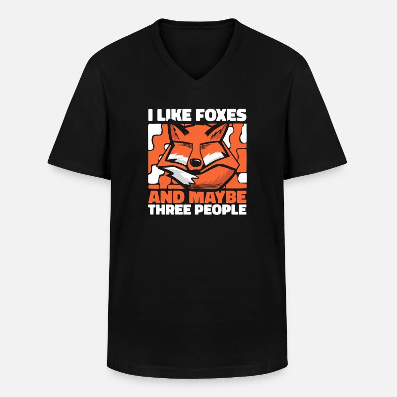Fuchs Füchse Tier - Männer-T-Shirt mit V-Ausschnitt - Schwarz