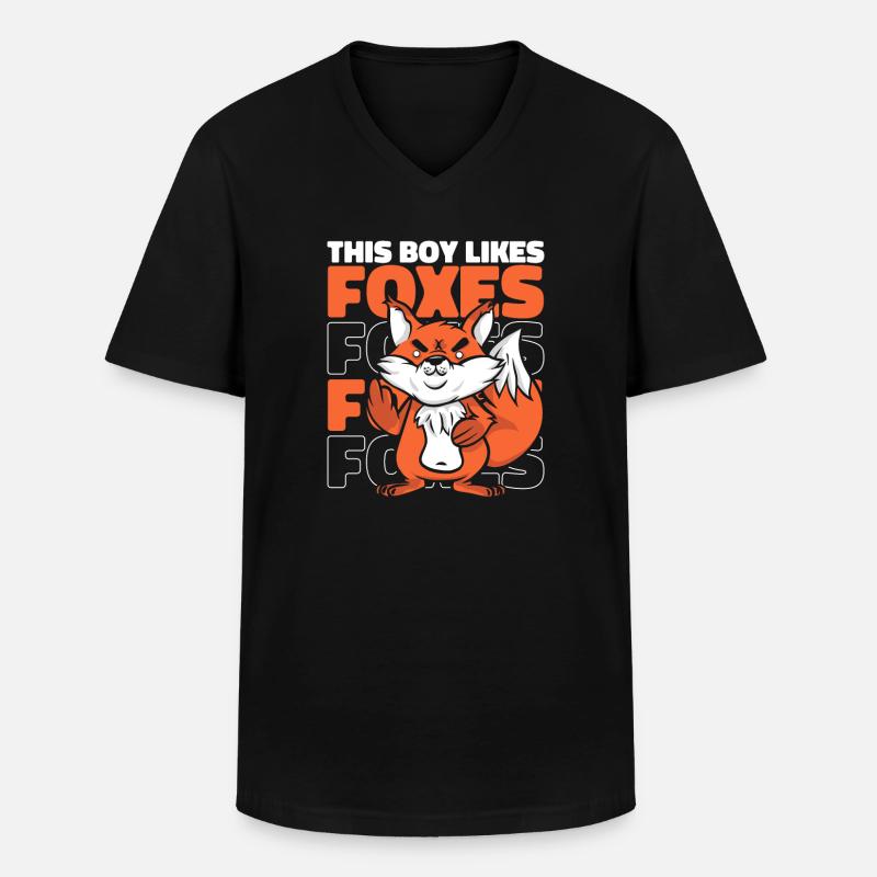 Fuchs Füchse Tier - Männer-T-Shirt mit V-Ausschnitt - Schwarz