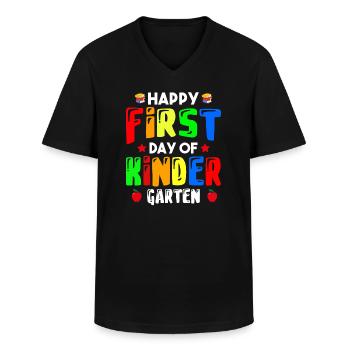 Happy first day of kindergarten - Men's V-Neck T-Shirt - black - Front - AI Model Male 178 dark (178cm)