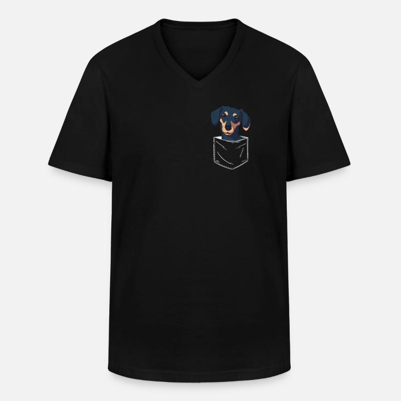Dackel Hund - Männer-T-Shirt mit V-Ausschnitt - Schwarz