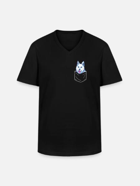 Siberian Husky Dog - Men's V-Neck T-Shirt - black