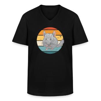 Chinchilla Chinchillas Maus - Männer-T-Shirt mit V-Ausschnitt - Schwarz - Vorne - AI Model Male 178 dark (178cm)