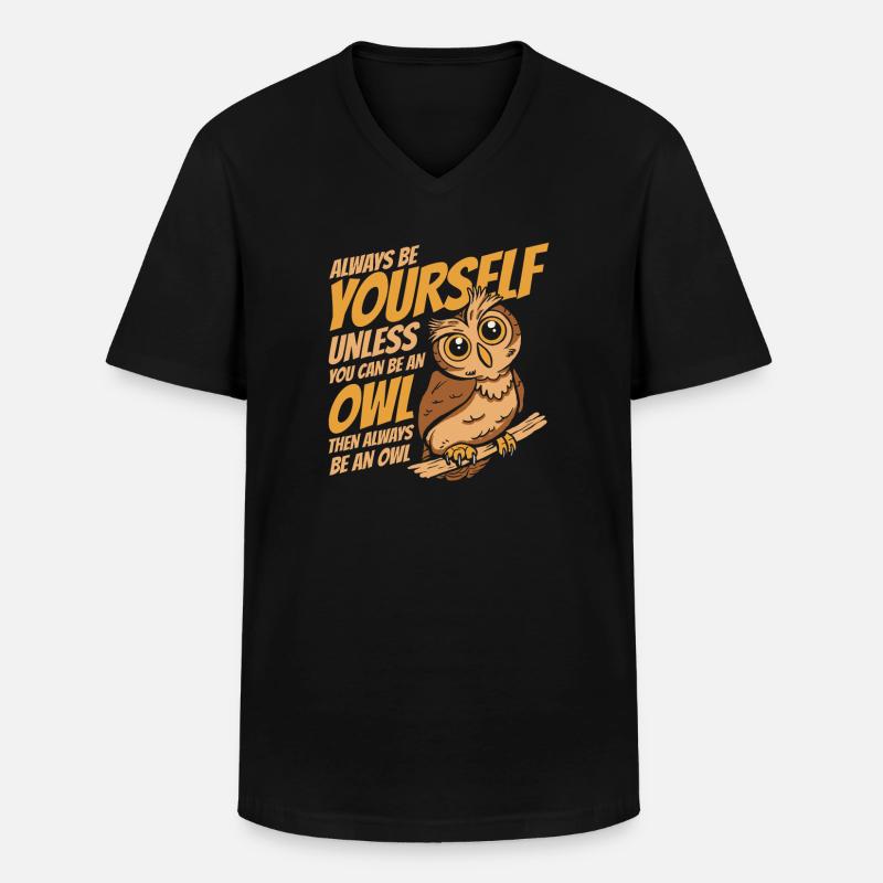 Eule Vogel Tier Eulen - Männer-T-Shirt mit V-Ausschnitt - Schwarz