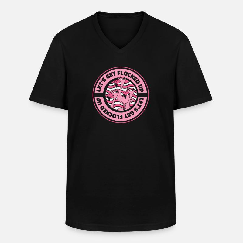 Flamingo Tier Rosa - Männer-T-Shirt mit V-Ausschnitt - Schwarz