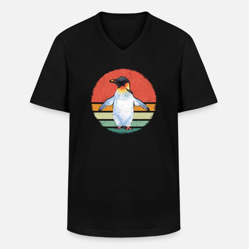 Pinguin Pinguine Tier - Männer-T-Shirt mit V-Ausschnitt - Schwarz