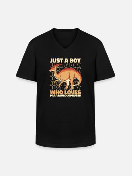 Parasaurolophus Dinosaur - Men's V-Neck T-Shirt - black