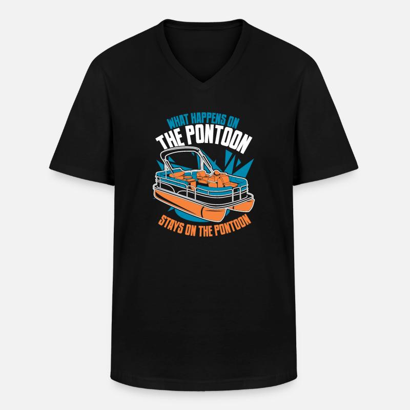 Pontonboot Kapitän Ponton Boote - Männer-T-Shirt mit V-Ausschnitt - Schwarz