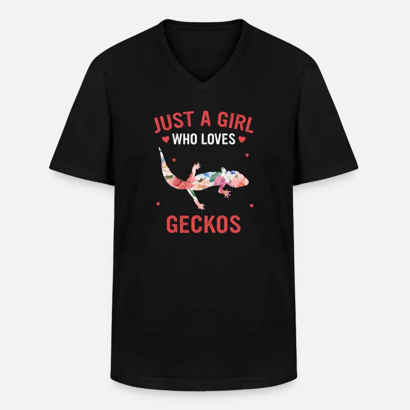 Gecko Geckos Echse - Männer-T-Shirt mit V-Ausschnitt - Schwarz