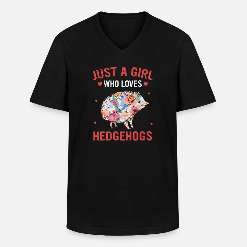 Igel Stachelig Tier Igel - Männer-T-Shirt mit V-Ausschnitt - Schwarz
