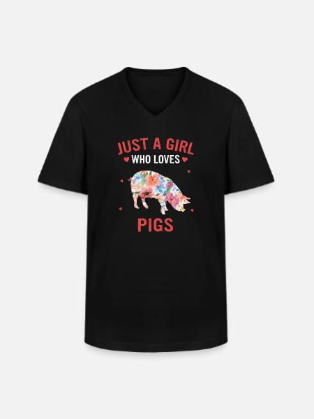 Pig Animal - Men's V-Neck T-Shirt - black