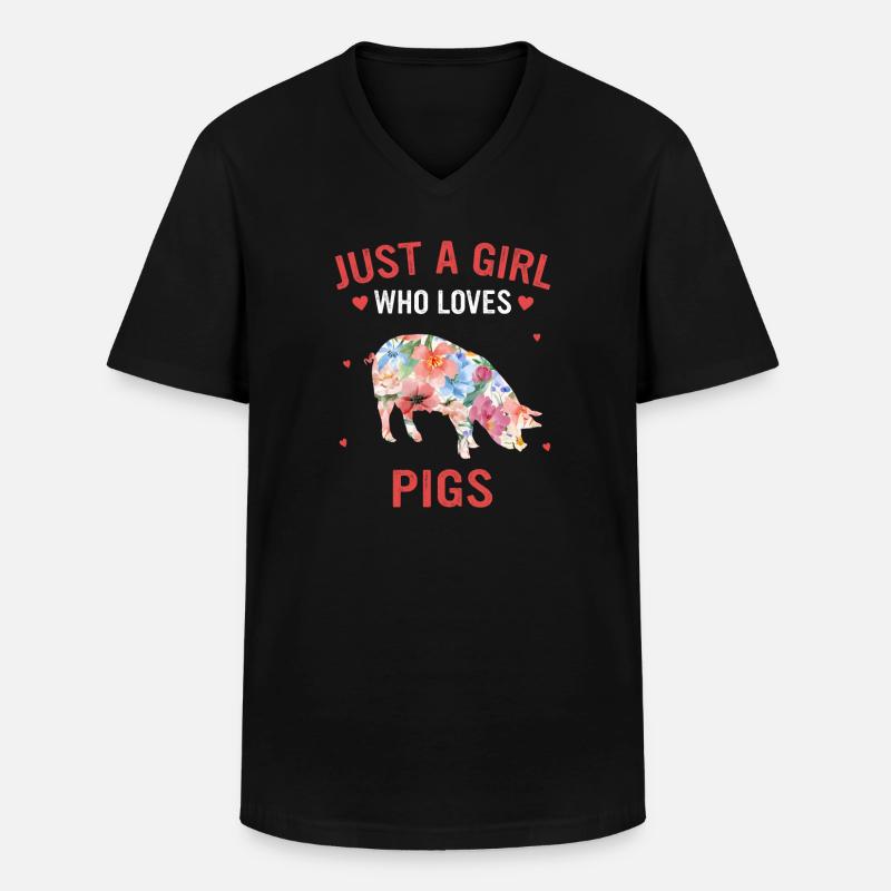 Schwein Tier - Männer-T-Shirt mit V-Ausschnitt - Schwarz