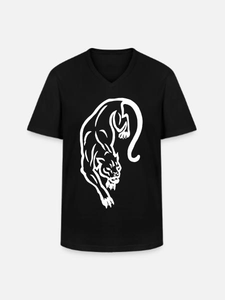 Weiße Panther-Silhouette - Männer-T-Shirt mit V-Ausschnitt - Schwarz
