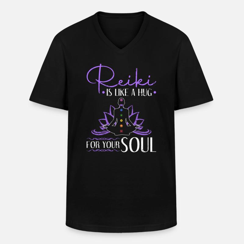 Reiki Chakra - Männer-T-Shirt mit V-Ausschnitt - Schwarz
