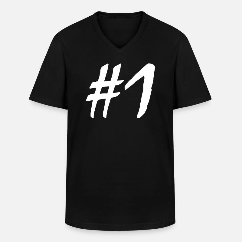 #1 - Männer-T-Shirt mit V-Ausschnitt - Schwarz