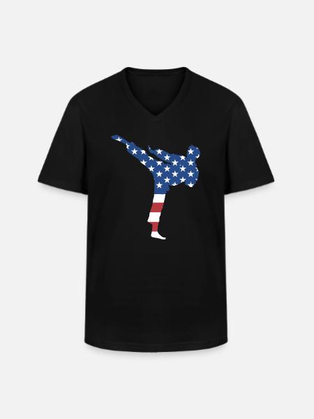 Sport Us Flag Taekwondo - Men's V-Neck T-Shirt - black