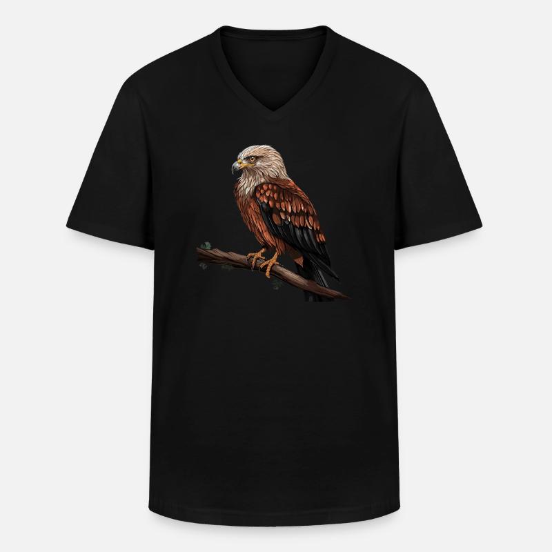 Roter Milan Vogel Greifvogel - Männer-T-Shirt mit V-Ausschnitt - Schwarz