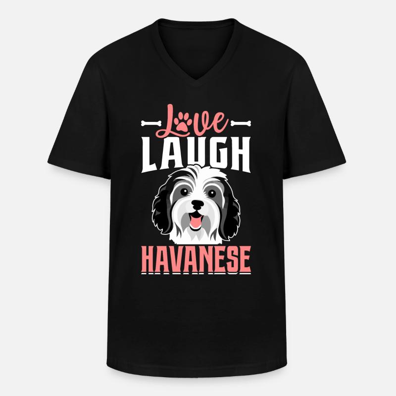 Love Laugh Havanese - Männer-T-Shirt mit V-Ausschnitt - Schwarz