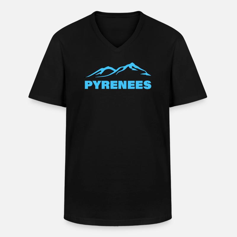 PYRENEES - Männer-T-Shirt mit V-Ausschnitt - Schwarz