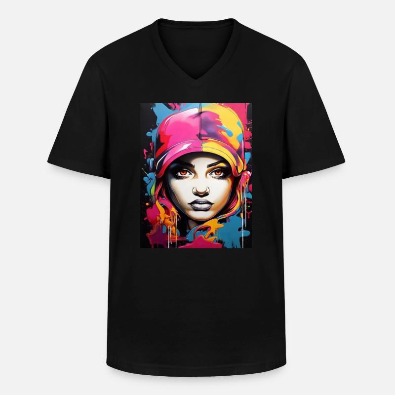 Graffiti-Stil2 - Männer-T-Shirt mit V-Ausschnitt - Schwarz
